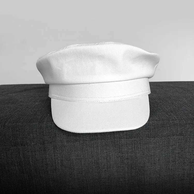 2025 Mens Nautical Peaked C Vintage Flat Top Beret Military Style Breathable Cotton Summer Boating Hat Anchor Pah Y251025