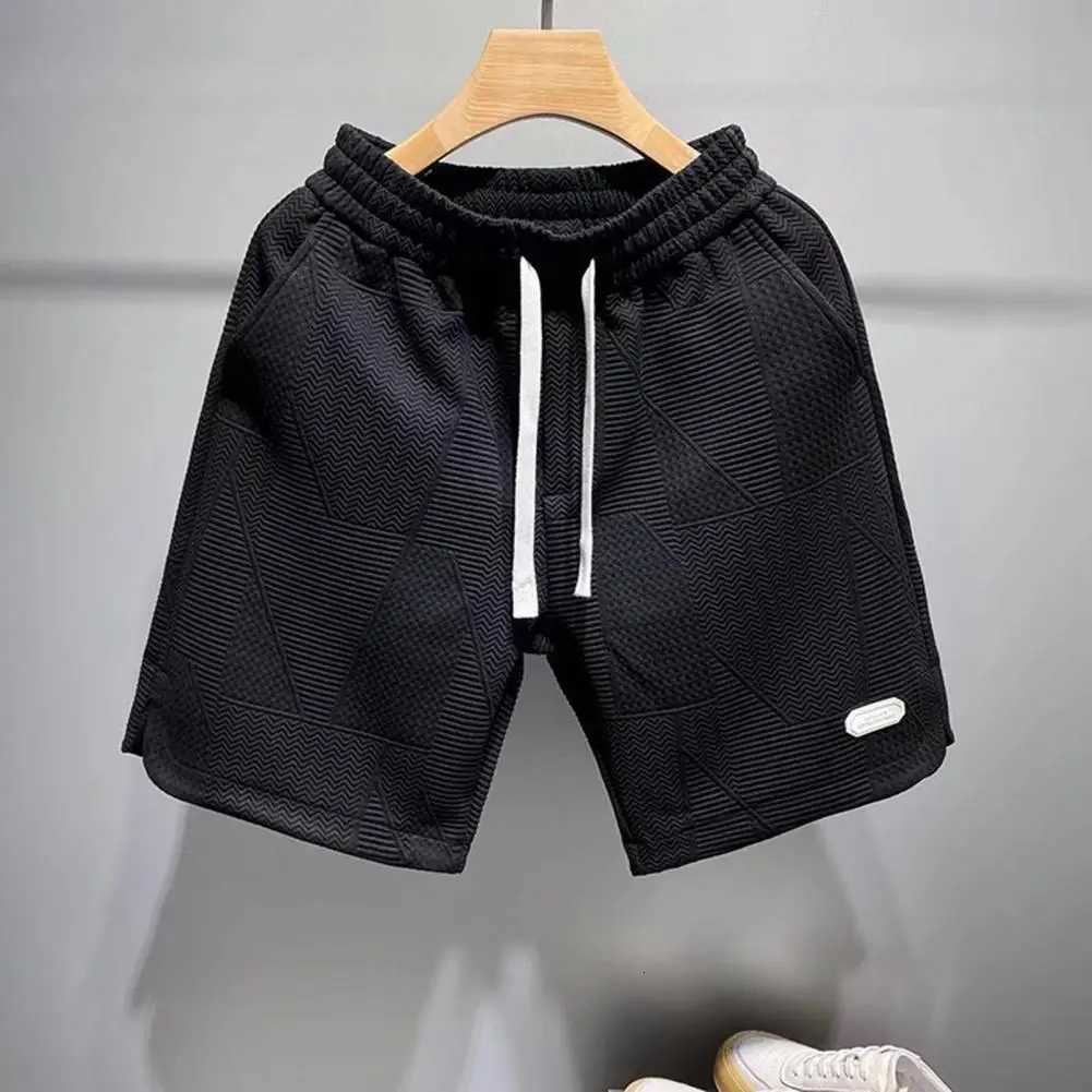 2023 Summer Running Shorts Men Casual Jogging Sport Short Pants Wave Pattern Solid Color Drawstring Loose Dry Gym Sports ShortsXJ251025