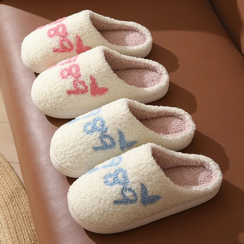 Winter Lovely Women Slippers Girls Fashion Flowers Home Slides Couples Soft Seagulls Flat Sandals Men Christmas Flip Flops251020