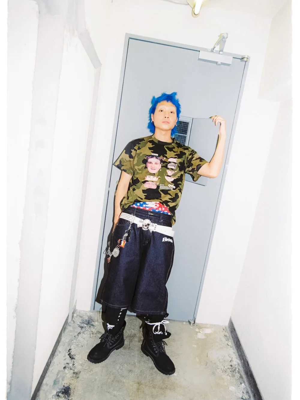 Summer 2025 Gothic letter printed washed black straight leg shorts y2k retro casual high waist wide leg knee high denim shortsXJ251025