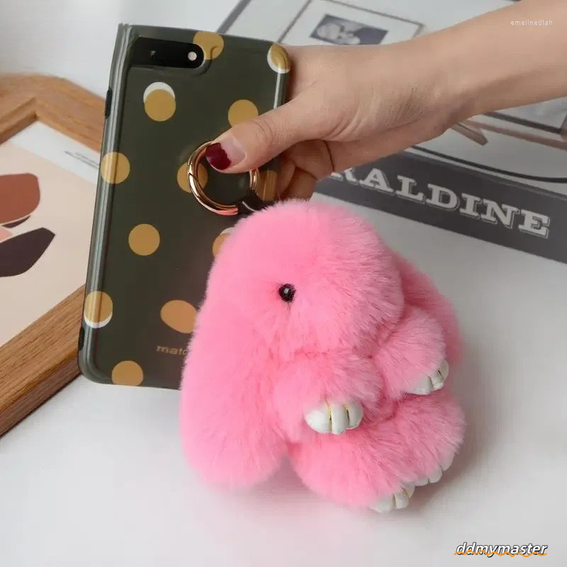 Keychains Real Fur Pom Keychain With Ring - 15Cm Fluffy Charm For Women's Bag, Car Pendant Jewelry Ddmymaster