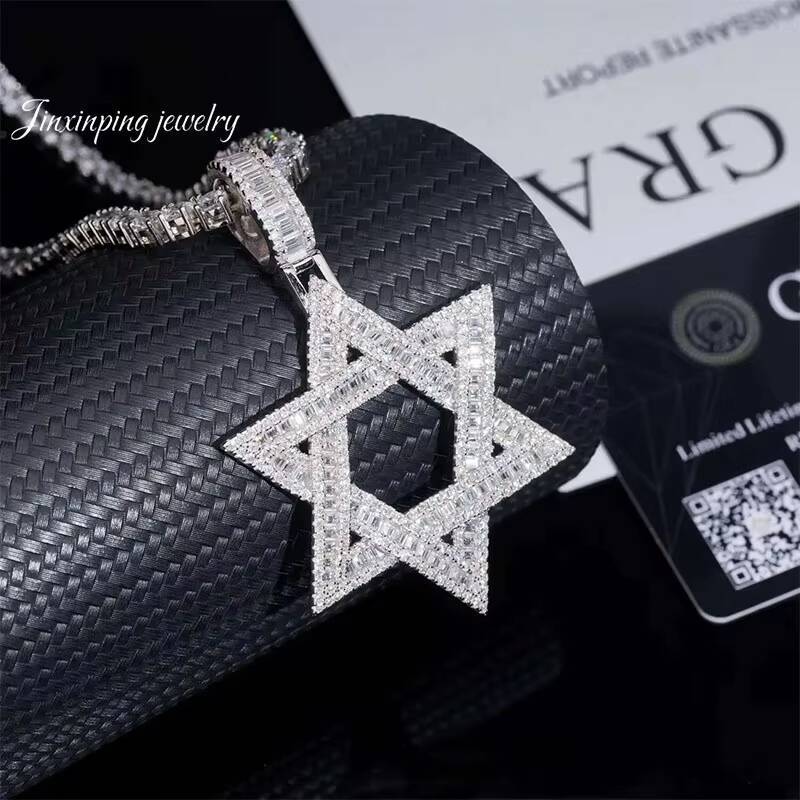 Factory Price Pass Diamond Tester Iced Out Solid 925 Sterling Silver Gold Plated VVS baguette Moissanite in the Custom Pendants