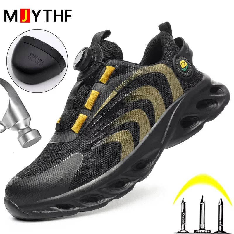 Rotary Buckle Work Sneakers Protective Shoes Lightweight Safety Shoes PunctureProofAntismash Steel Toe Shoes Work Boots Men 251023