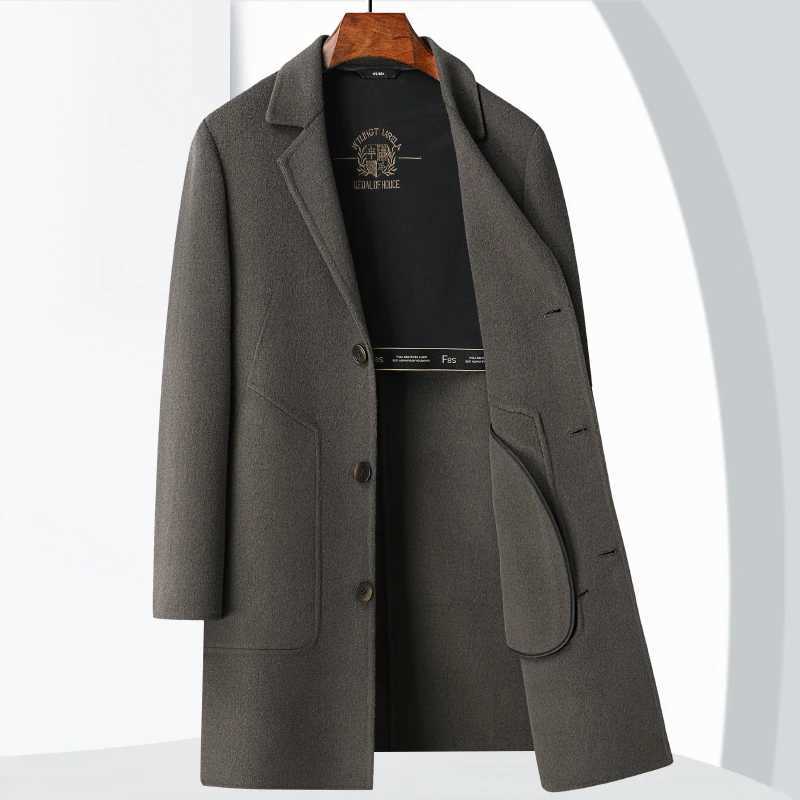 New autumn and winter casual and fashionable woolen doublesided mediumlength overcoat cotton and wool jacketT251025