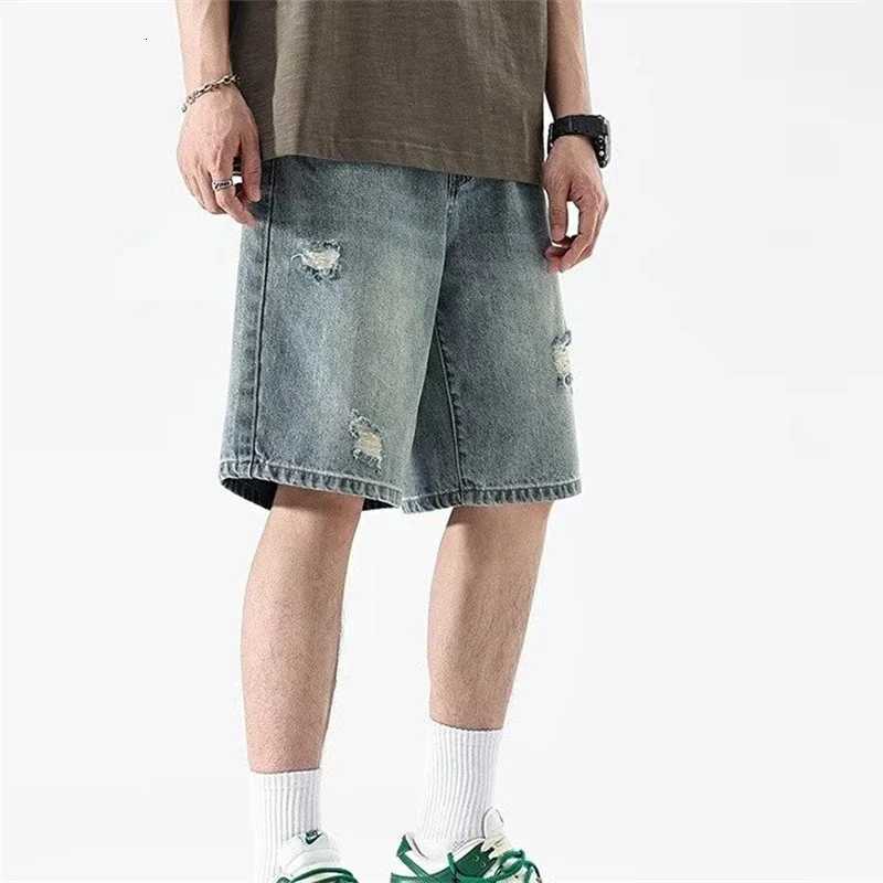 Summer Mens Distressed Ripped Baggy Jorts Casual Patchwork StraightLeg Denim Shorts 2025 New Y2K Streetwear short jeans hommeXJ251025