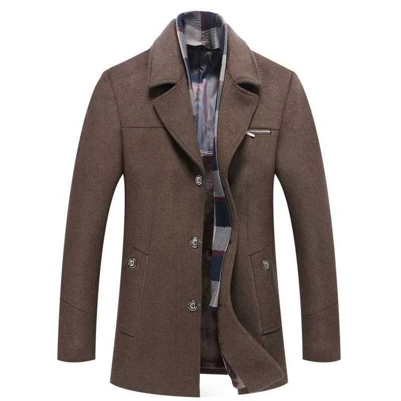 New Men Business Casual Woolen Blends Cashmere Trench Coats Winter Long Jackets Man Fleece Warm Overcoats Wool Blends Size 4XLT251025