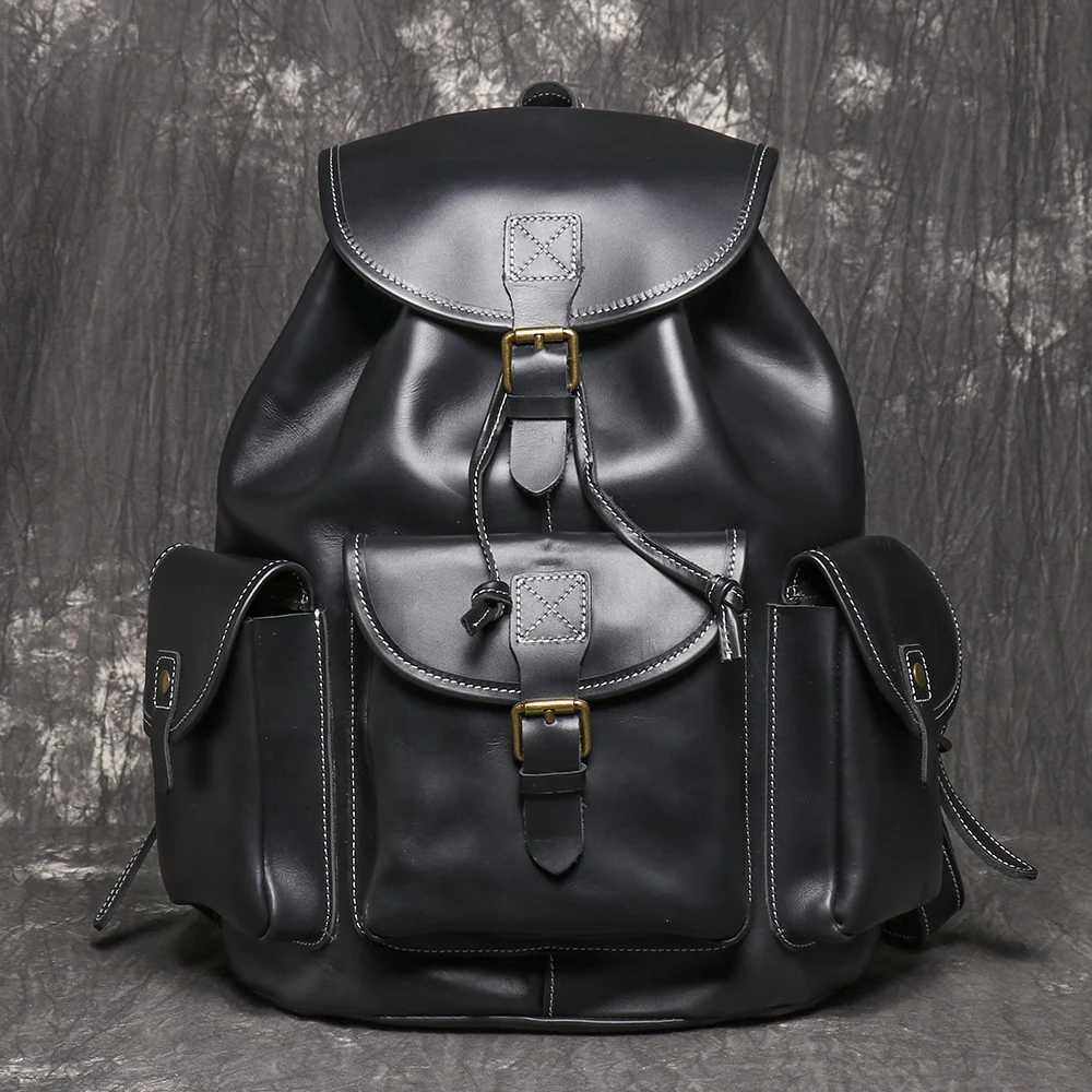 LUOKIR New Leather Shoulder Bag With Layered Cowhide Personalized Travel Backpack Large Capacity Computer Bag School Bag W251025