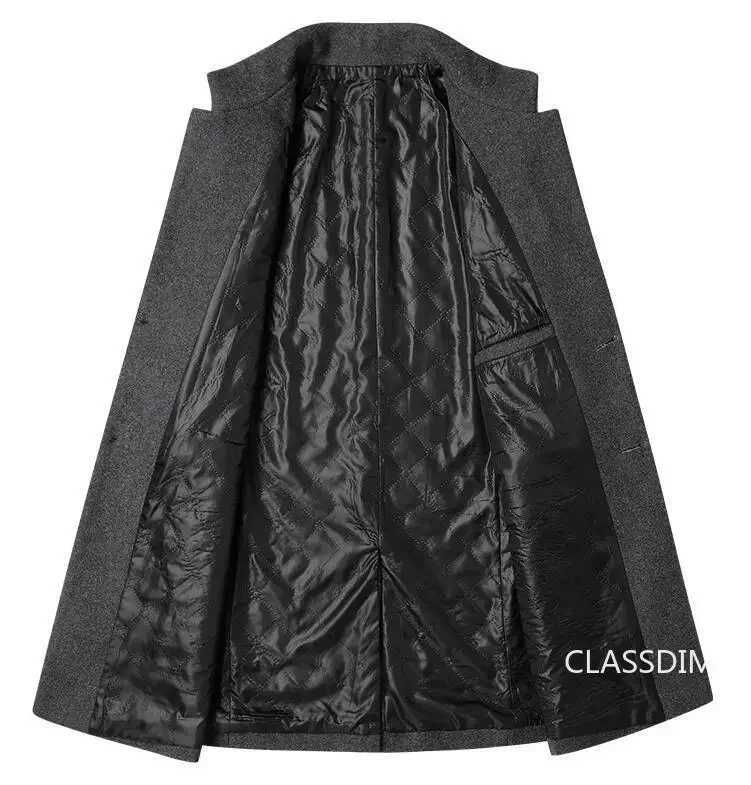 New Winter Men Cashmere Woolen Blends Slim Trench Coats Long Warm Jackets High Quality Male Business Casual Trench Coats Size 4XT251025