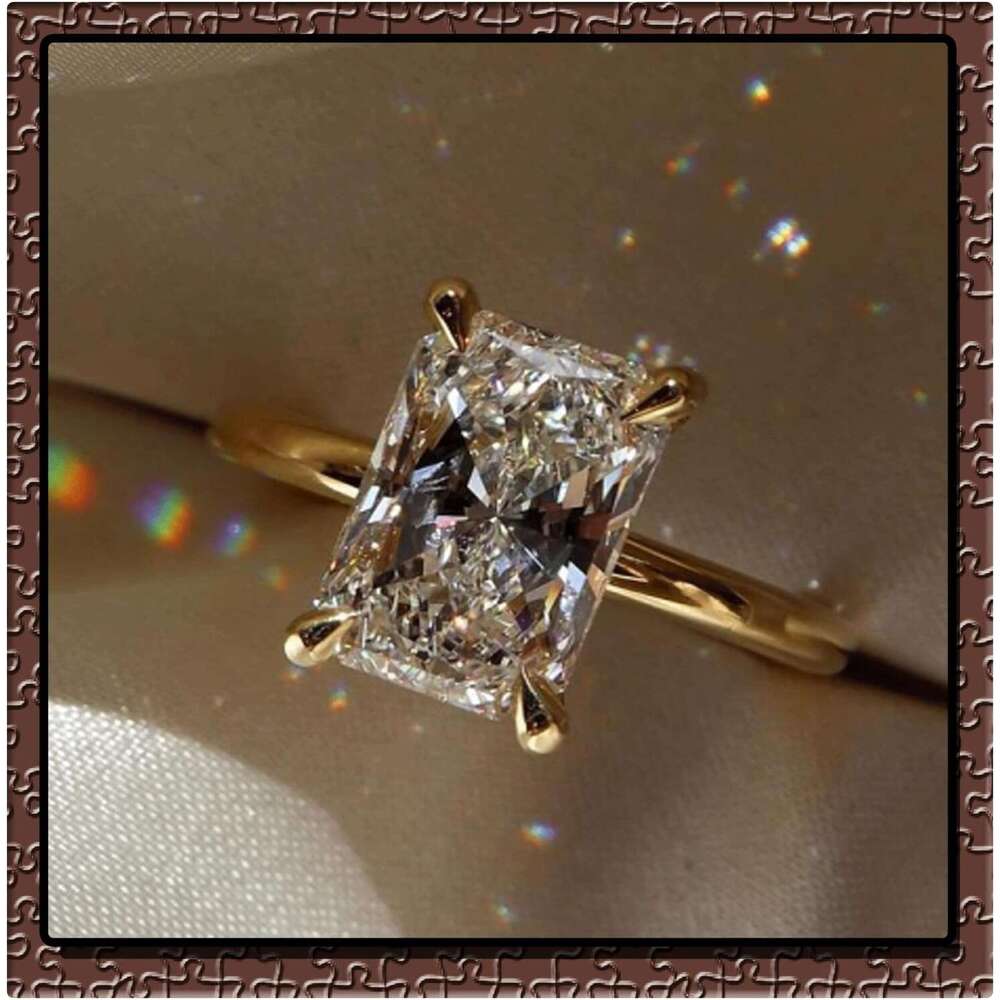 1ct/2ct/3ct Engagement Sterling Sier 14K Gold Plated Moissanite/Cubic Zirconia CZ Promise Rings Her Wedding Bands for Women Size 5-9 Christmas Valenti