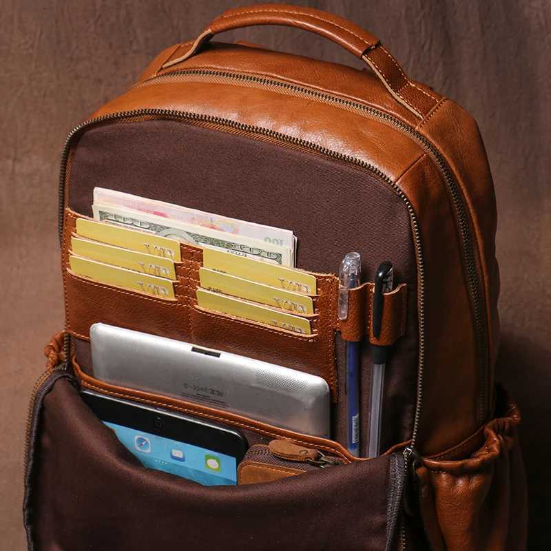 GURO High Quality Genuine Leather Backpack Men Large Capacity Business Travel bag Luxury Student School Bag Laptop Computer Pack W251025