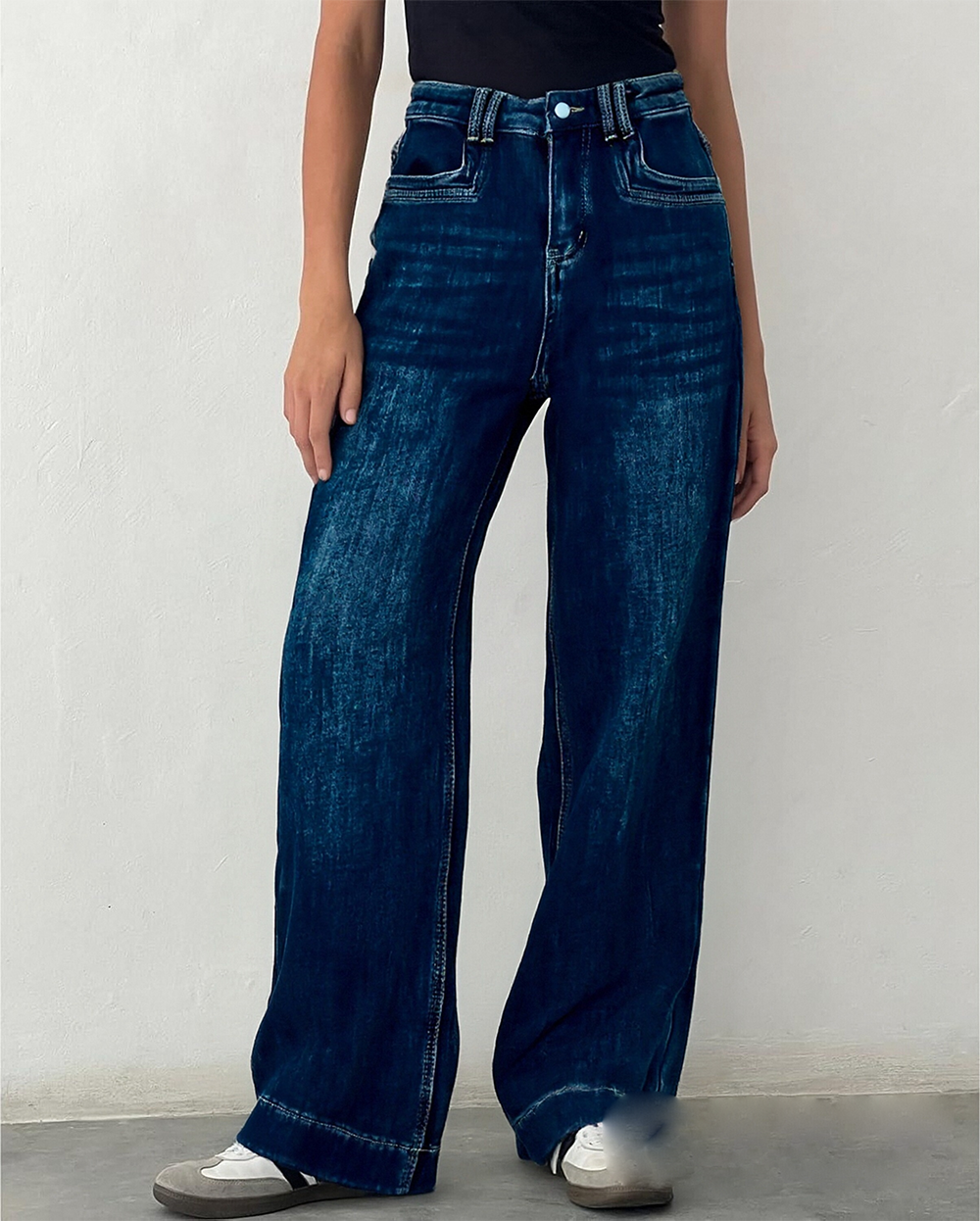 Women's Warm Fleece-Lined Wide-Leg Jeans - Loose Casual Fit, Soft & Cozy, Perfect for Keeping Warm in Autumn and Winter Daily Life 18517