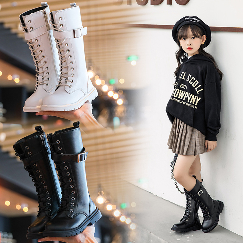 Girls Long Boots Fashion Design Girl Kids Winter High Tube Cavalier Boots Children Cutefeet Knee Length Boots Sizes 27-37 C1182