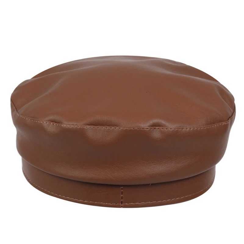 Pu Leather Solid Color Beret Retro Flat Top C Spring and Autumn Outdoor Casual Adt Sun Hats Hip Hop Hat Sunscreen Hat Sports Y251025