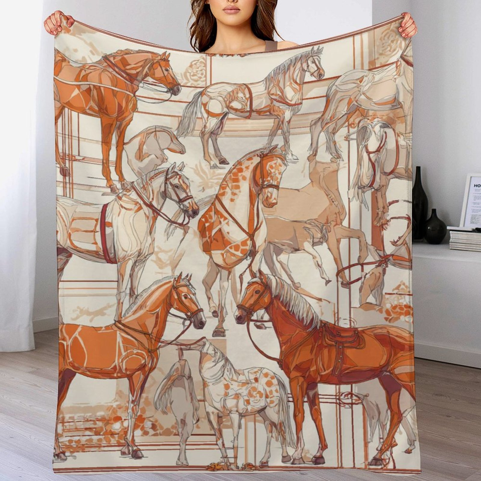 Custom H Designer Horse blanket blanket throw cashmere vibration blanket copert Home Travel Throw Summer Air Conditioner Beach home bedding blankets t
