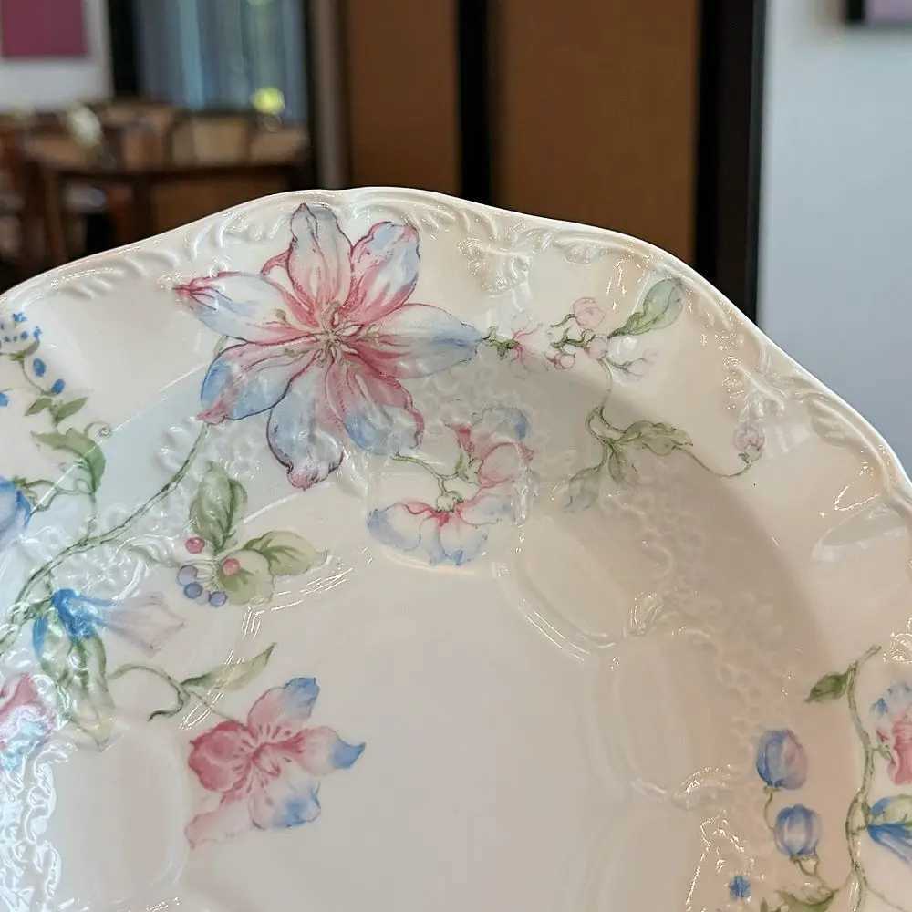 French Style Plate Rantic Retro Beautif Lace Style Ceramic Snacks Western High Appearance Ll Y251025