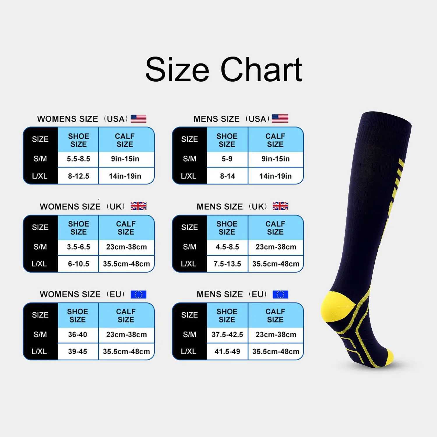 4 PairsPack Compression Socks High Sports Socks for Women Men Running Hiking Edema Diabetes Varicose Veins Socks 2030mmHg Y251024