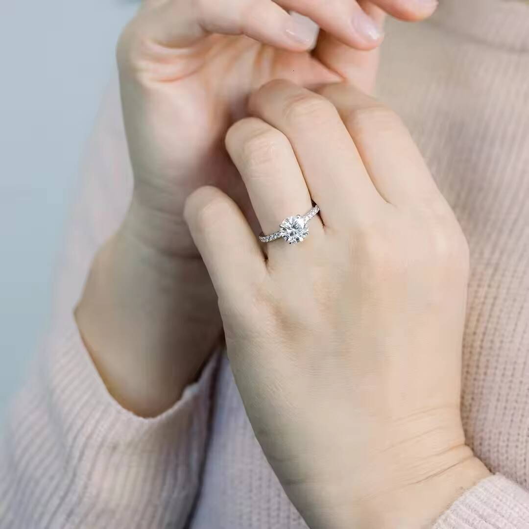 Tempusort Engagement Ring 12CT Moissanite 925 Sterling Silver Jewelry Wholesale Fine Jewelry Ring