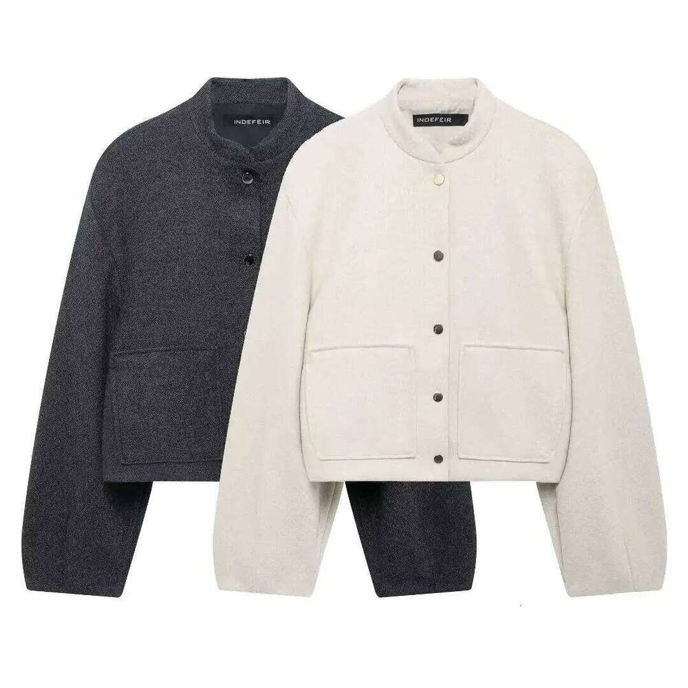 Fashionable Stand Collar Short Pilot Jacket Coat Autumn New Arrival Elegant Atmosphere Woolen Style ZR Women S Wear
