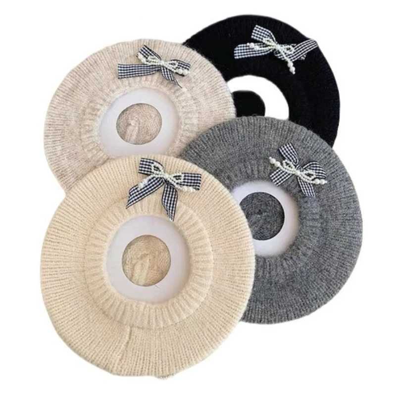 KoreanStyle Bow Knitted Berets for Wen Autumn and Winter Warmth Versatile Beret Hat Fashion Sweet Cute Pr C Y251025