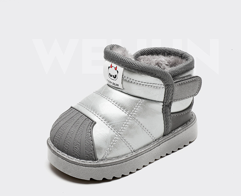 New fashion designer children's snow boots sheepskin boys' cotton shoes wool lining thickened girls' cotton boots baby walking boots