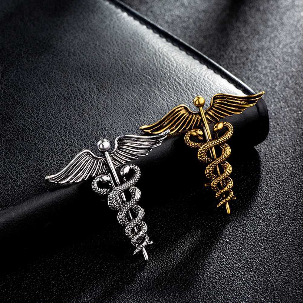 Medical Caduceus Brooch Snake Stick Wings Lapel Pins Jewelry Medical Wellness Symbol Backpack Badge Gifts for Doctors Nurse J251115