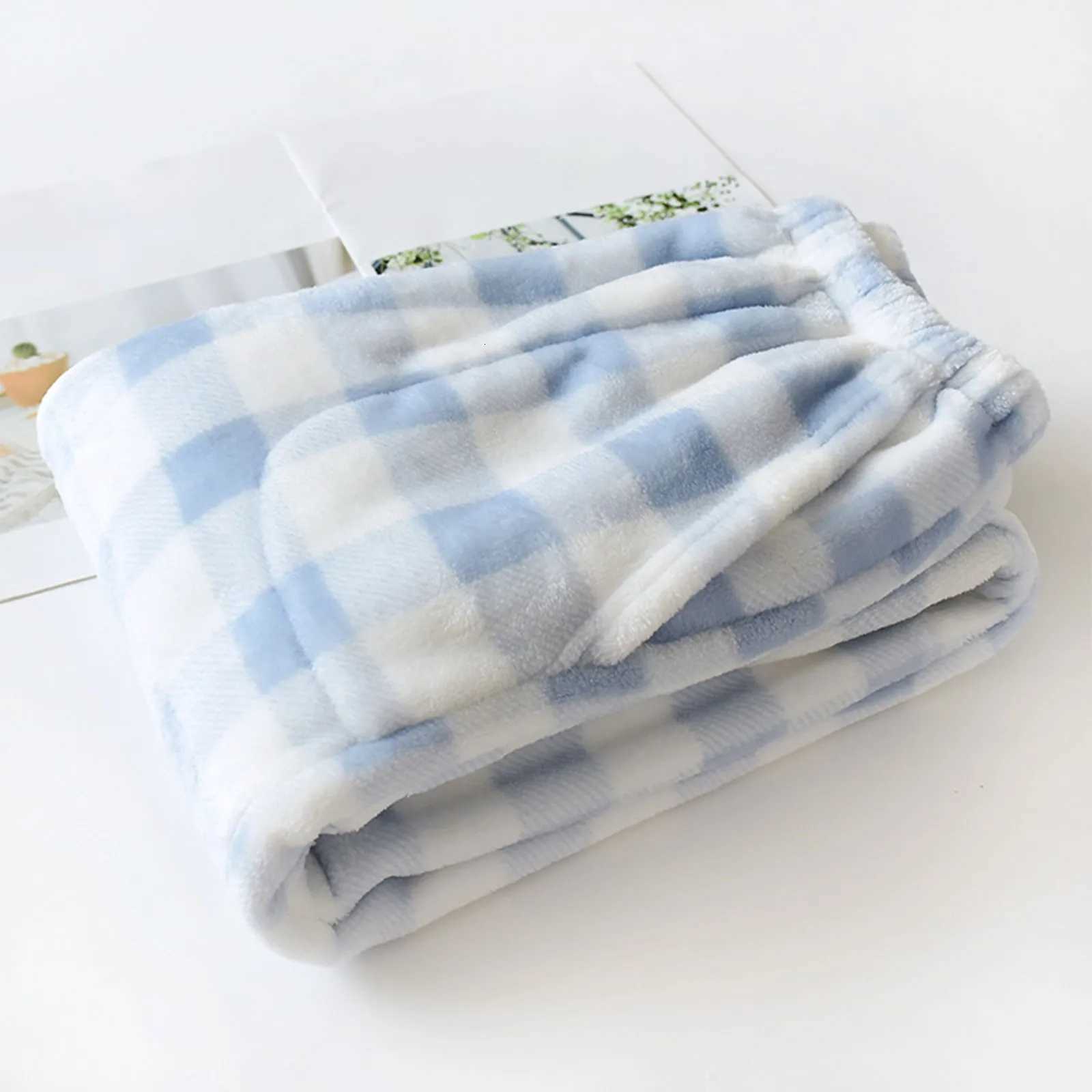 Comfortable Winter Thick Plaid Womens Flannel Pajama Pants High Waist Loose Casual Straight Big Size Fleece Warm Home TrousersT251025