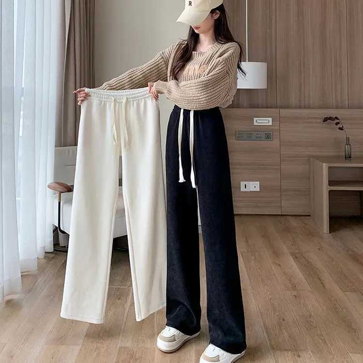 Women Pants Lamb Fleece Thickened Wide Leg Pants Women Autumn Winter Loose Corduroy Pants Trousers Women SweatpantsT251025