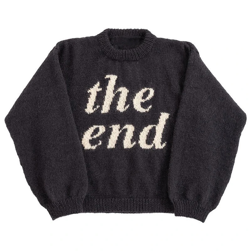 Hip Hop Men Street Harajuku Letter Print Sweater Knitted Sweater Retro Painting Knitted Graphic Vintage Pullover Casual Sweater 251023