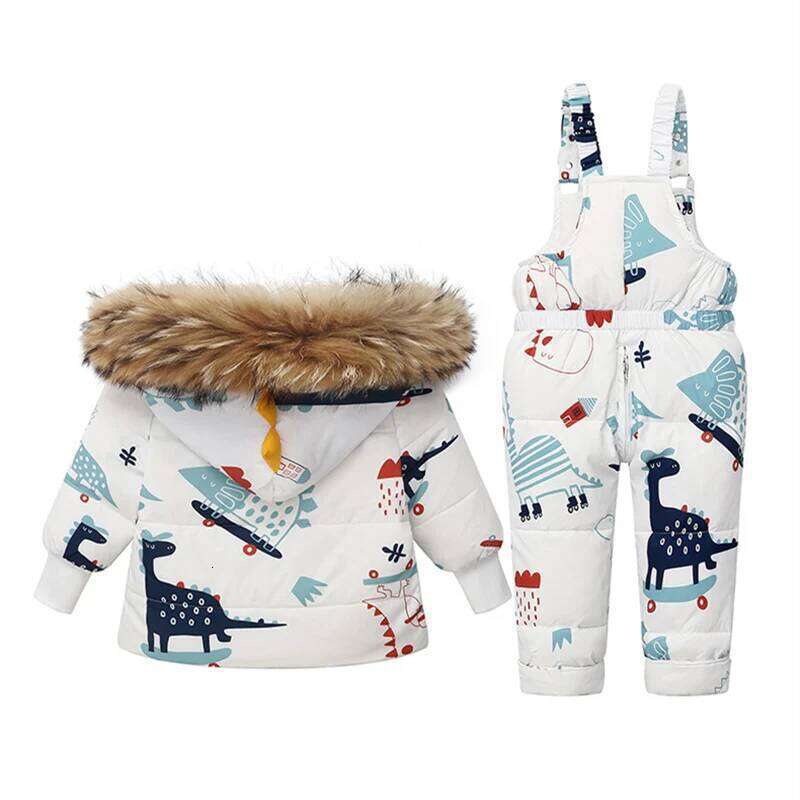 Children Winter Warm Down Jacket Parka Boy Baby Overalls Toddler Clothes Kids Dinosaur Clothing Set Hooded Coat Snowsuit
