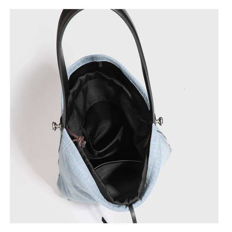 Cowboy Canvas Hangbag Women Fashionable Versatile Denim Bucket Bag Retro Casual Large Tote Female Shopping Shoulder Bags Suotong1025