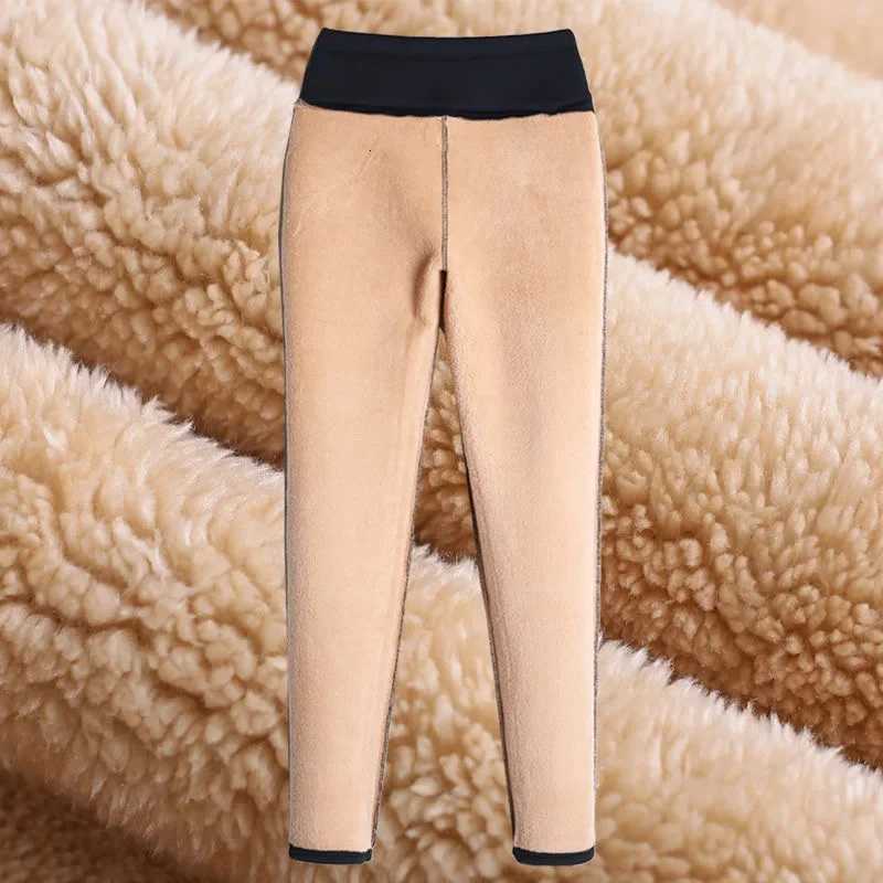 Oversized 6xl Winter Lambwool Warm Pencil Pants Women High Waist Fleece Lined Slim Pantalons Thicken Add Velvet Bottomed TrouserT251025