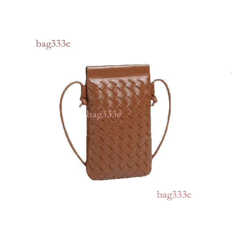 Korean Style Vertical Mini Coin Purse Phone Small Lightweight Single Shoulder Crossbody Women's Fashion Casual Handwoven Bag Cowhide Woven Bag