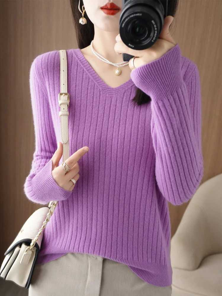 Sweater Women Autumn Winter Women Sweaters Fashion Vneck Cashmere Sweater Women Knitted Sweater Pullover 2022New TopsT251025