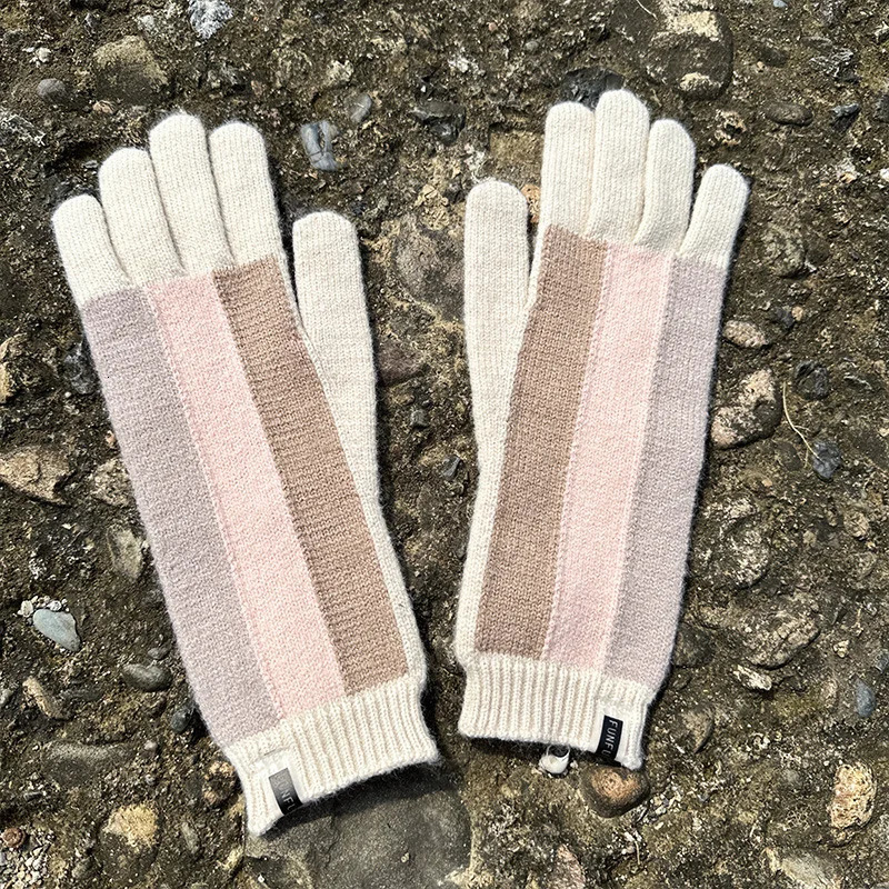 Autumn and Winter Japanese and Korean Dopamine Mens and Womens Fashion Personalized Touchscreen Color Matching Warm Gloves 251023