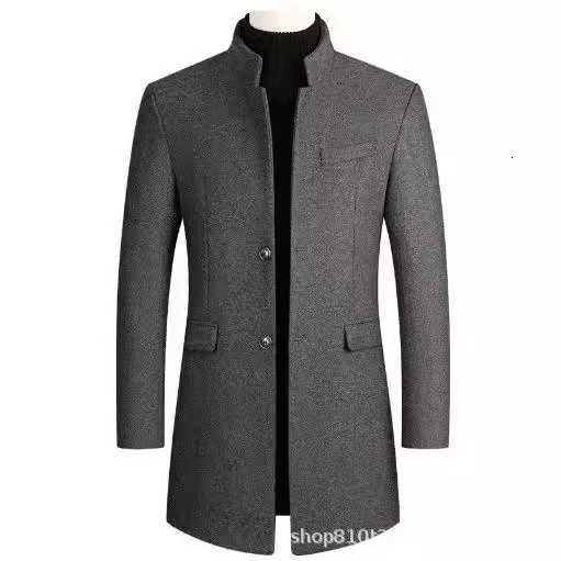2025 Autumn Winter New Fashion Mens Casual Trendy Solid Color Elegant Stand Collar Singlebreasted Wool Coats Male Clothes TopsT251025