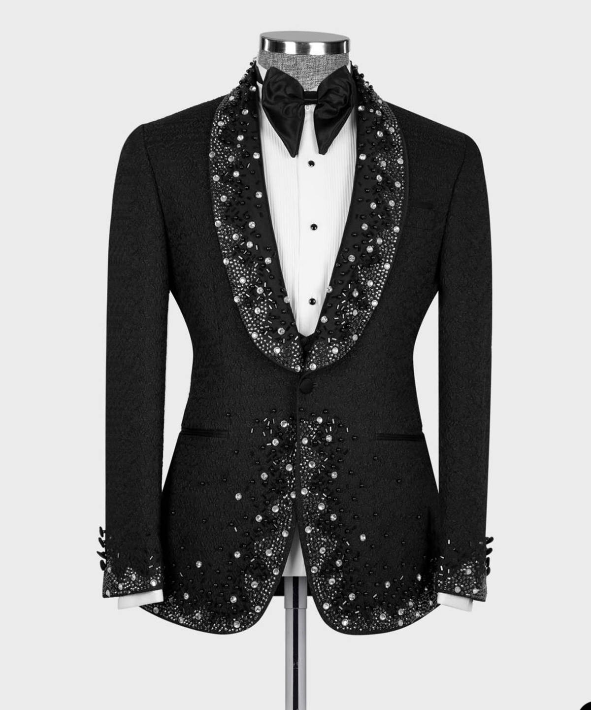 Stunning Men Suits 1 Piece Jacket Shawl Lapel Glitter Beaded Crystal Wedding Groom Tuxedos Male Prom Customized trajes para hombre