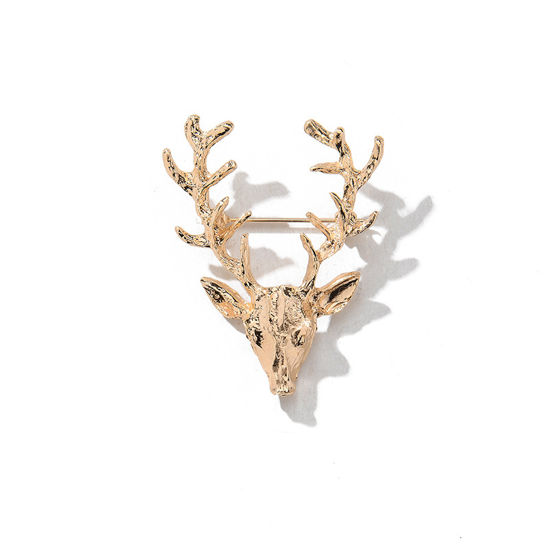 Creative Elk Brooch Gold Antlers Pin Accessory Reindeer Christmas Gift