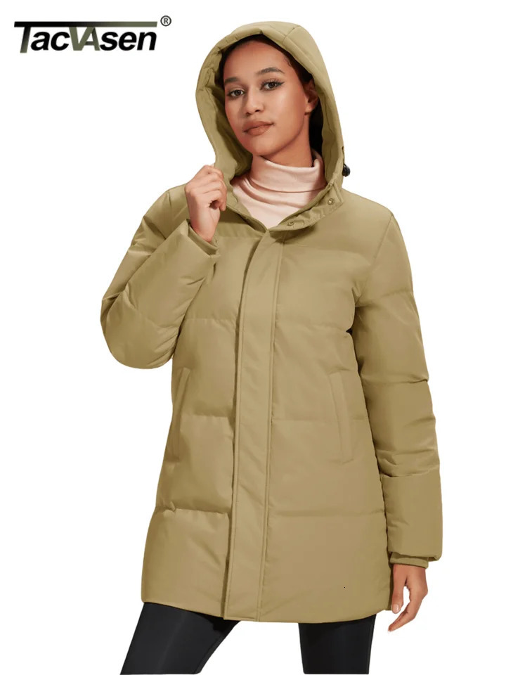 TACVASEN Winter Quilted Duck Feather Down Jackets Womens Padded Puffer Warm Hooded Long Coats Thermal Waterproof Thick Outerwear 251020