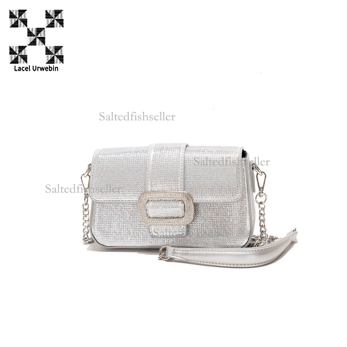 Lacel Urwebin Designer Luxury Women's Handbag New Fashion Trend Rhinestone Dinner Bag Mini Versatile One Shoulder Slanted Chain Small Square Bag