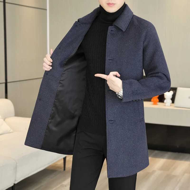High Quality Fashion Single Sided Coat for AutumnWinter 2025 New 50 Wool Mens Single Breasted Medium Long Wool Coat M4XLT251025
