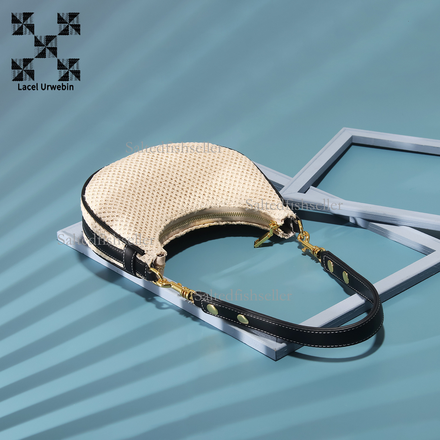 Lacel Urwebin Summer New Straw Woven Moon Bag 2023 Korean Version Versatile Shoulder Underarm Bag for Women Niche Crossbody Bag Free shipping