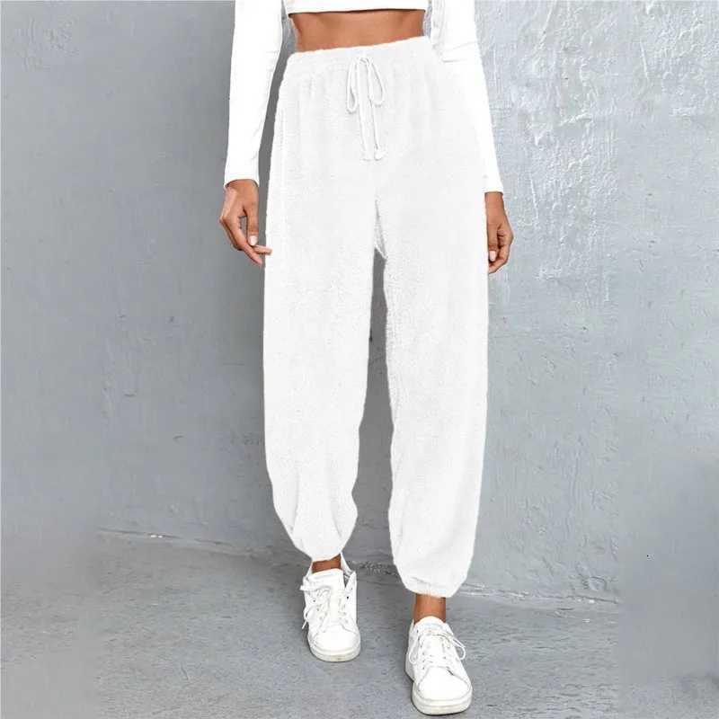Fashion Plush Women Casual Pants 2024 Winter New Solid Color Loose Comfortable Velvet Warm Home Pants Womens ClothingT251025