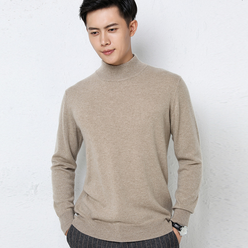 2025 Autumn Winter Designer Sweater New Men's Business Pullover Solid Color Casual Sweater Men's Base Half Turtleneck Knit