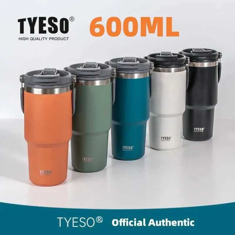 600ML Tyeso Coffee Cup Stainless Steel Thermos Bottle Portable Vacuum Mug Thermos Insulated Car Cup Milk Tea Water Bottle J251025
