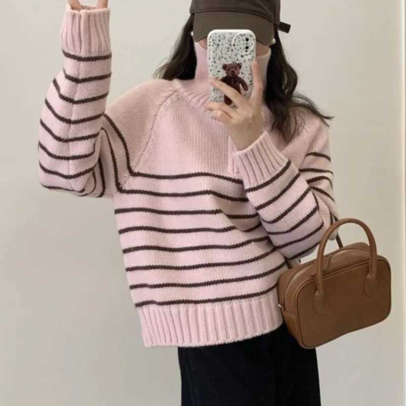 Autumn Winter Fashion Striped Pullover Sweater Women Knitted Shirts Female Oneck Knitwear Long Sleeve Casual Sweaters Knit TopsT251025