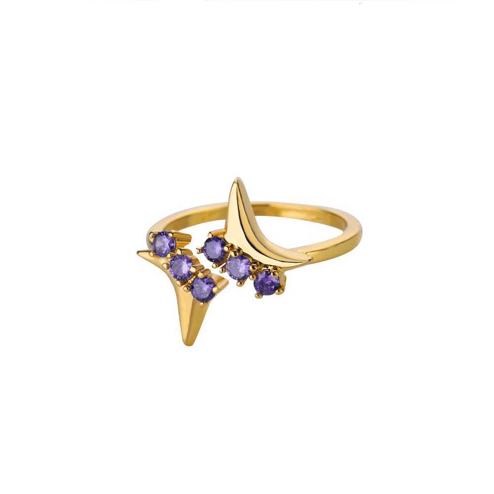 Free Shipping Purple Zircon Star Rings For Women Stainless Steel Gold Color Star Finger Ring Trend Fashion Wedding Jewelry GiftXJ251025