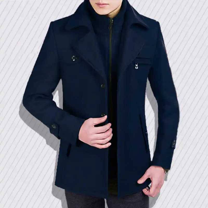Mens Woolen Coat Short Cashmere Jacket Male Autumn Winter Overcoat Suit Collar Wool Coat thicked Woolen Jacket Man ClothesT251025