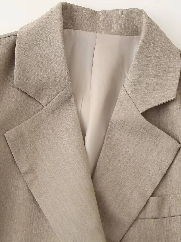 Women Vintage Slim Fit Blazer Lapel Long Sleeve Double Breasted Single Pocket Casual Solid Jacket Fall Winter New Chic Coat dongdumaoyi