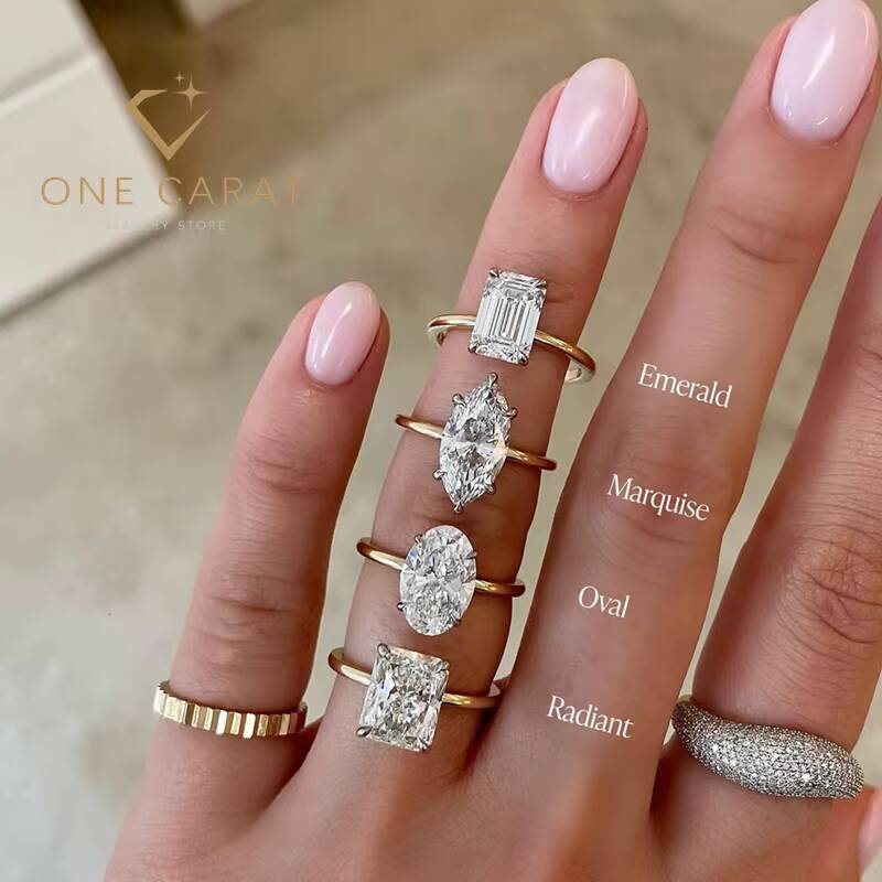 Custom 10K Gold Engagement Solitaire Ring with 1CT 2CT 3CT 5CT Oval Marquise Cut VVS Moissanite Diverse Sizes for Perfect Fit
