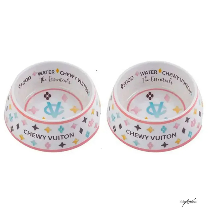 Pet Food Water Bowl Set With Mat - Anti-Slip Melamine Feeding Dish For Cats And Dogs, Wide Base Ddmymon